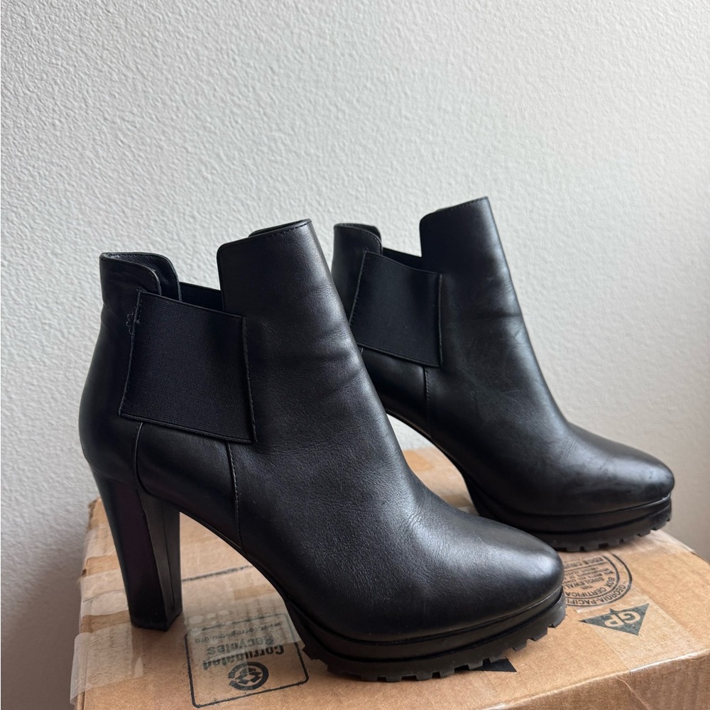 All Saints Black Sarris Leather Heel Booties women’s 41 - Picture 3 of 8